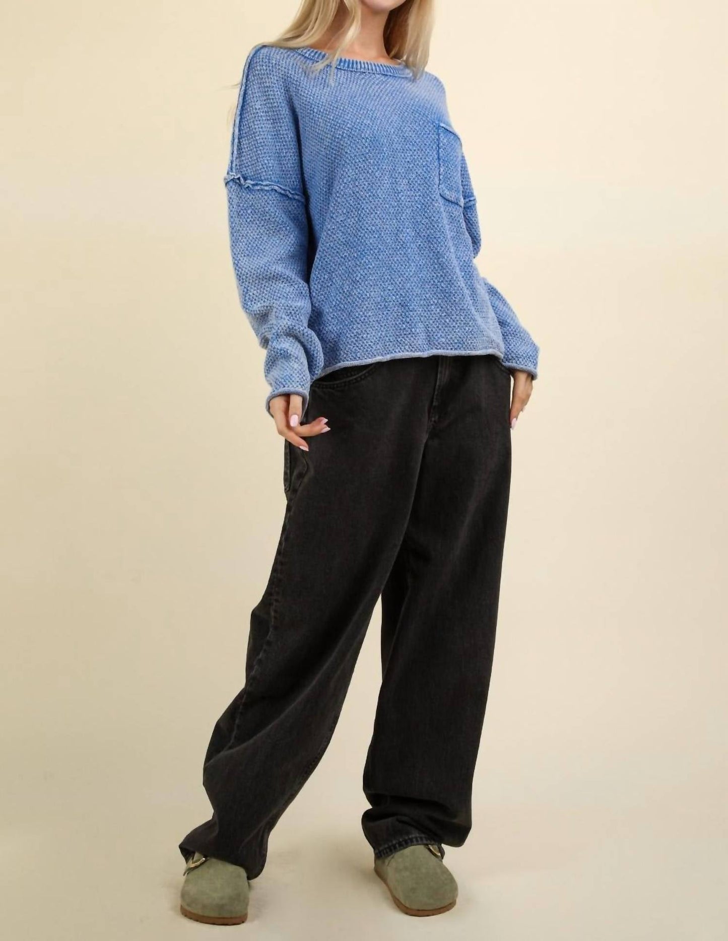 Very J - Mineral Wash Sweater Pullover