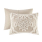 3 Piece Tufted Cotton Chenille Damask Comforter Set Taupe King/Cal King