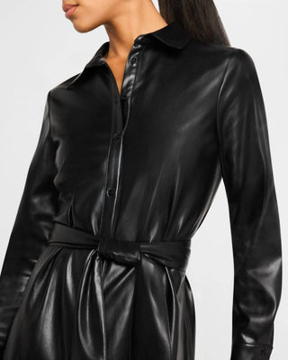 Alice + Olivia - Chassidy Vegan Leather Mini Shirt Dress