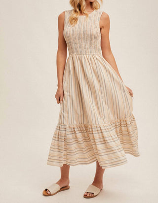 Hem & Thread - Striped Sleeveless Smocked Dress