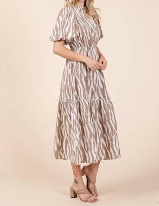 Geegee - Zebra Print Tiered Midi Dress