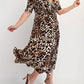 The Curve La - Plus Size Surplice Midi Dress With Full Skirt