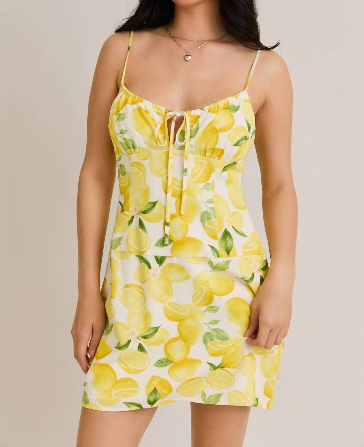 Le Lis - Lemon Shirred Neck Low Waist Mini Dress