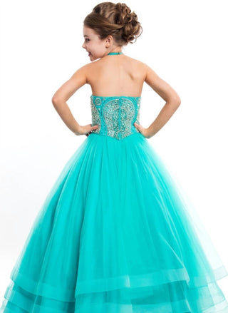 Rachel Allan - Beaded Halterneck Pageant Ball Gown