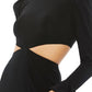 Ieena For Mac Duggal - Long Sleeve Puff Shoulder Cut Out Gown