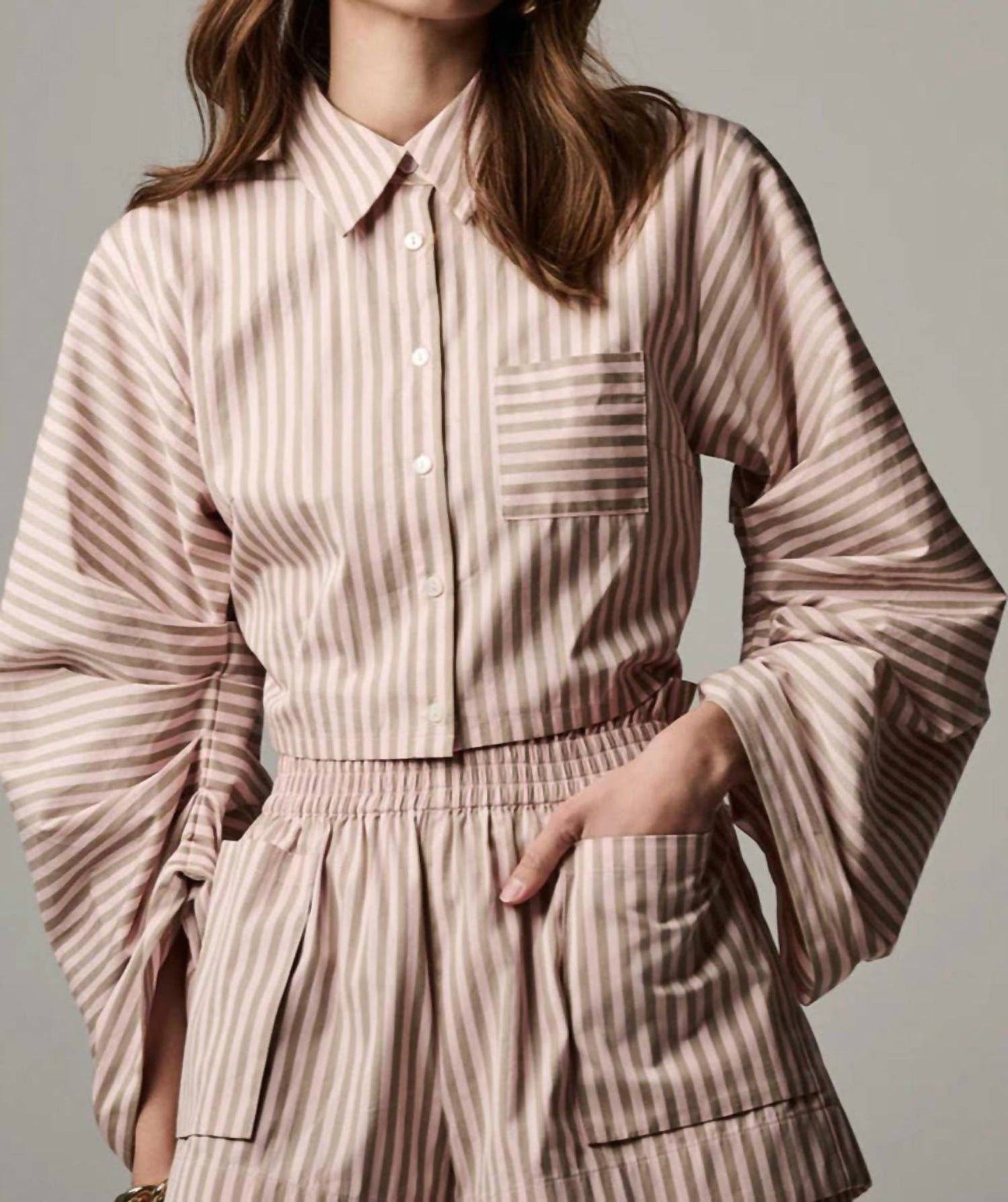 Hevron - Raquel Long Sleeve Button Front Top