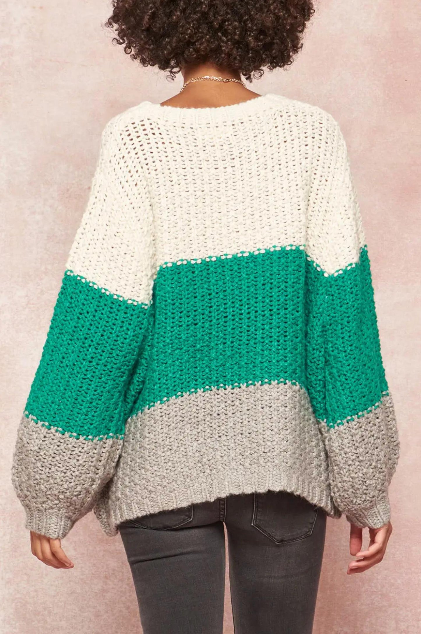 Promesa - OVERSIZED COLORBLOCK CROCHET KNIT SWEATER