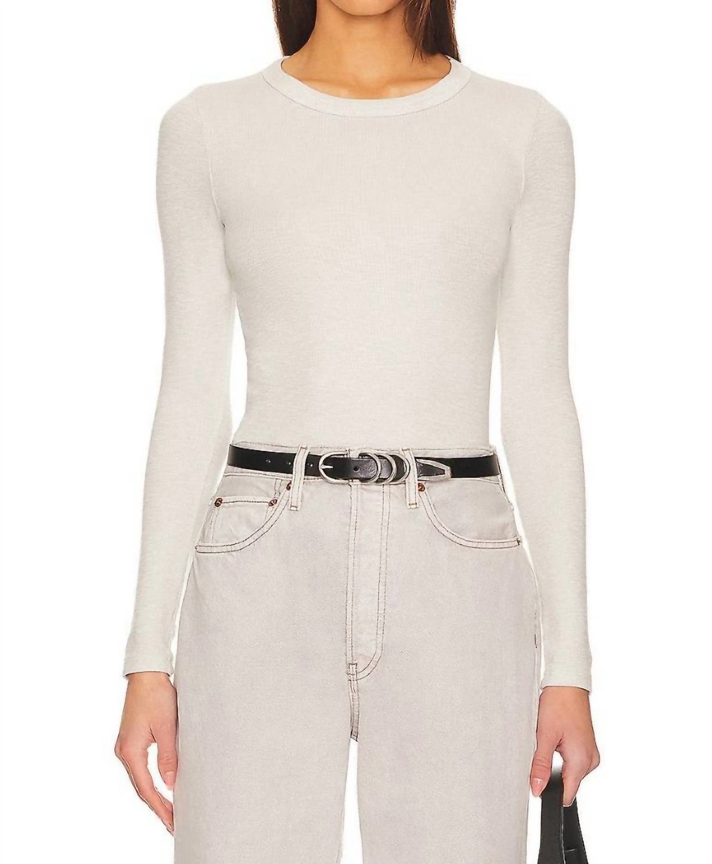 Enza Costa - Textured Rib Long Sleeve Crew Top