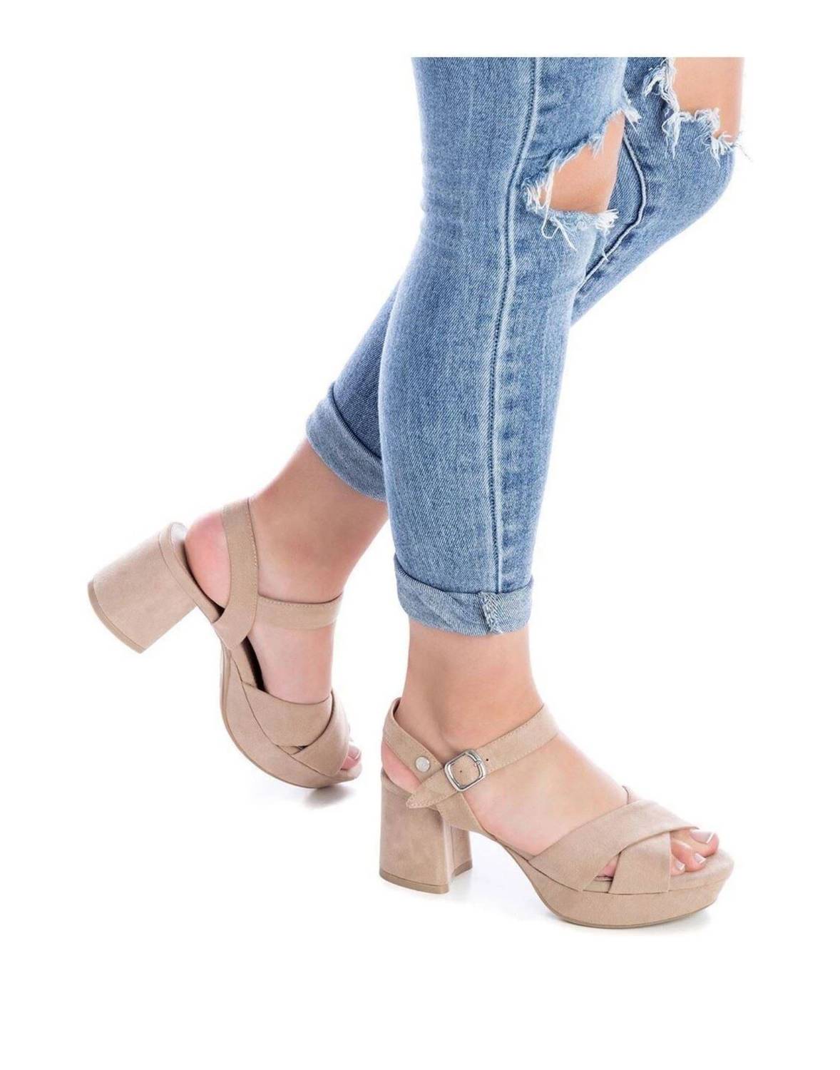 Xti - Women's Suede Cross Strap Sandals