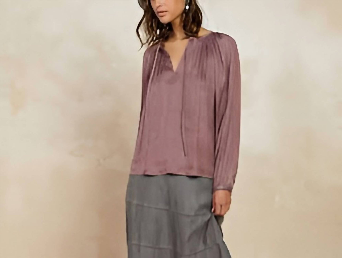 Current Air - Split Neck Long Sleeve Top