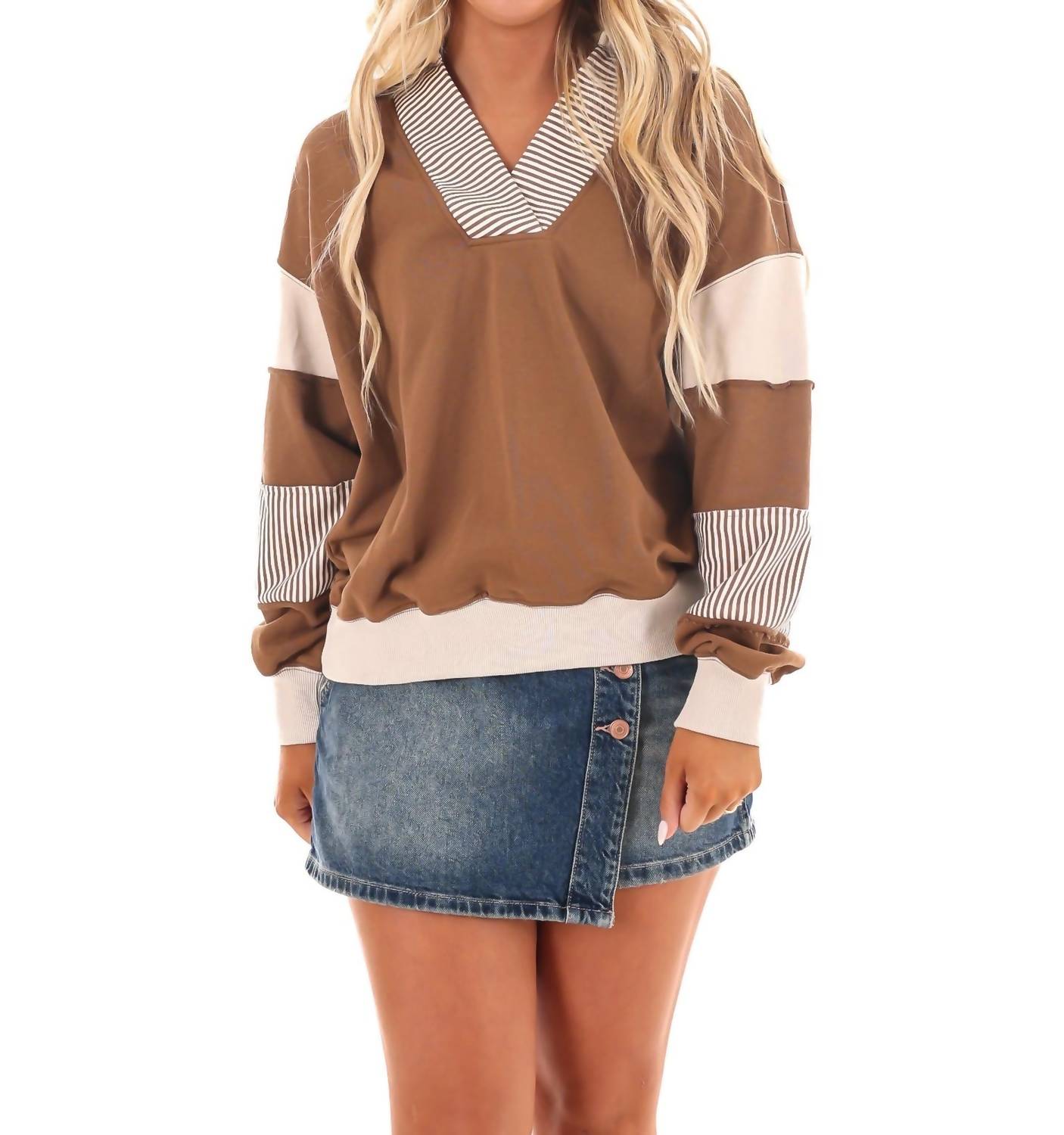 She + Sky - Girl on the Go Colorblock Sweatshirt