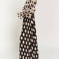 Davi & Dani - Polka Dot Ruffled Long Sleeve Pleated Maxi Dress