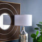 Silver Round Table Lamp with White Fabric Shade