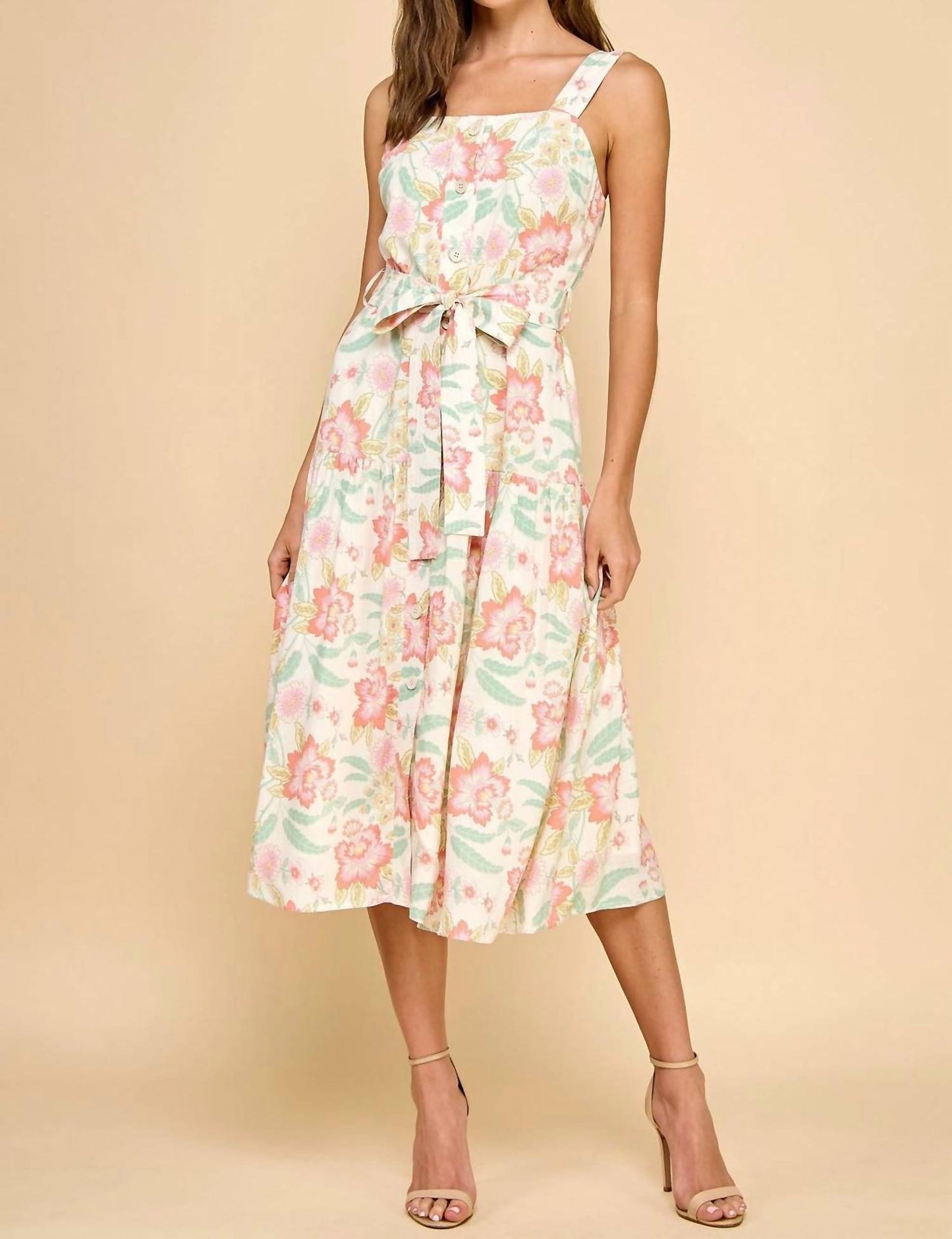 Tcec - Darling Moment Floral Button Down Midi Dress