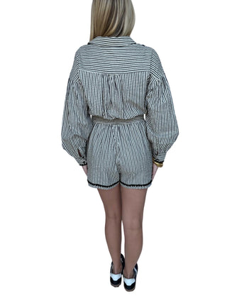 &Merci - STRIPE COLLARED NECK ROMPER