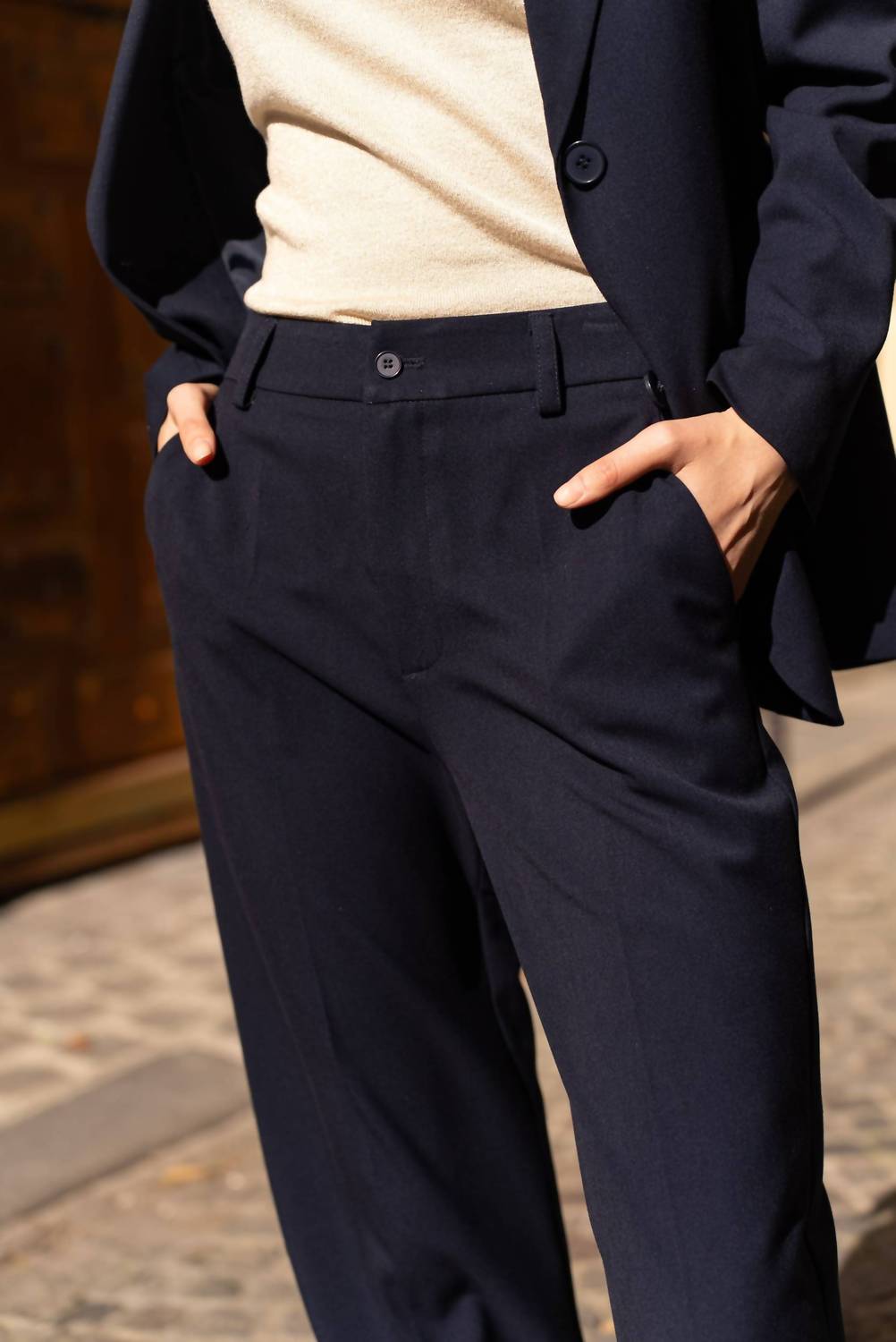 Attentif - High-Waisted Wide Leg Pants