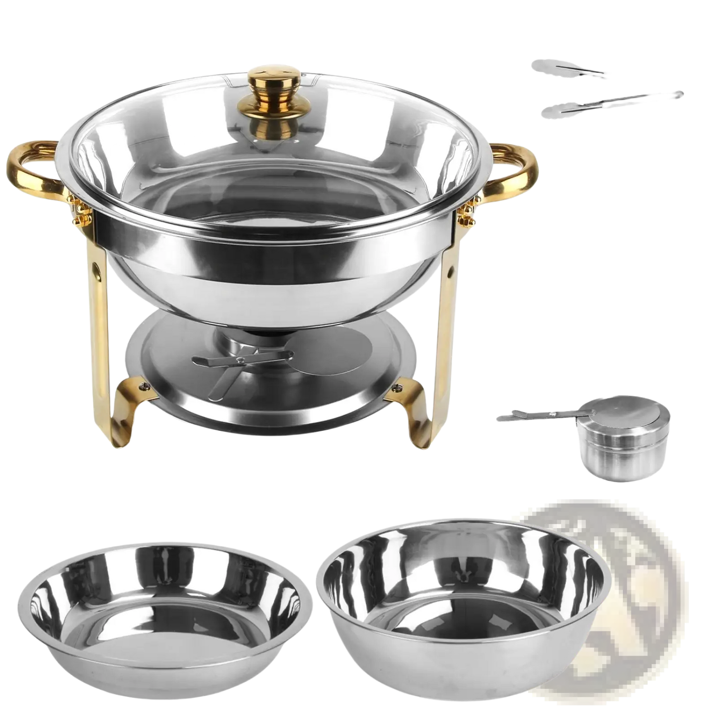4pcs Round Chafing Dish Buffet Set 4.76qt Stainless Steel