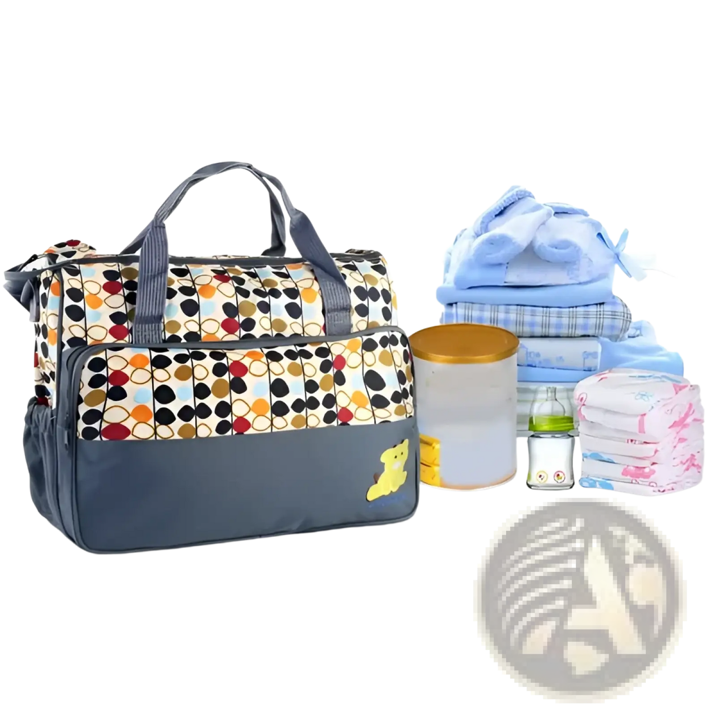 5 Piece Water Resistant Geometric Pattern Diaper Bag Set