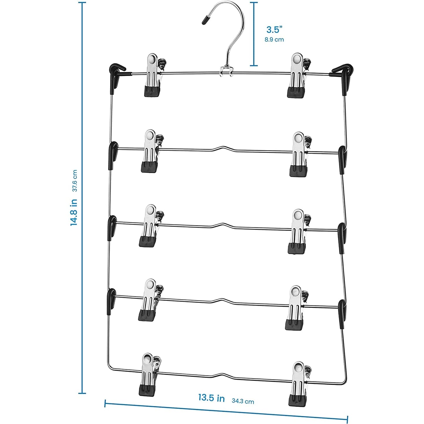 5-Tier Skirt Hangers with Clips - 3 Pack