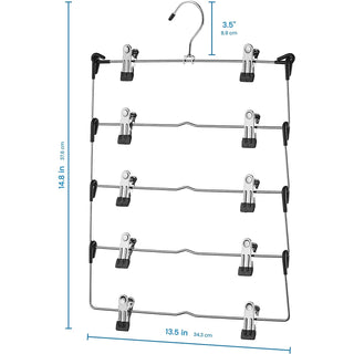 5-Tier Skirt Hangers with Clips - 3 Pack