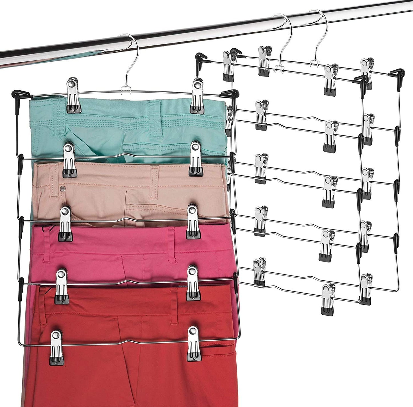 5-Tier Skirt Hangers with Clips - 3 Pack