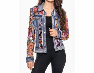 Adore - Denim Jacket With Sheer Floral Embroidery