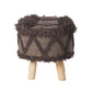 Roja Handcrafted Wool & Cotton Foot Stool with Eucalyptus Wood Frame - Dark Brown