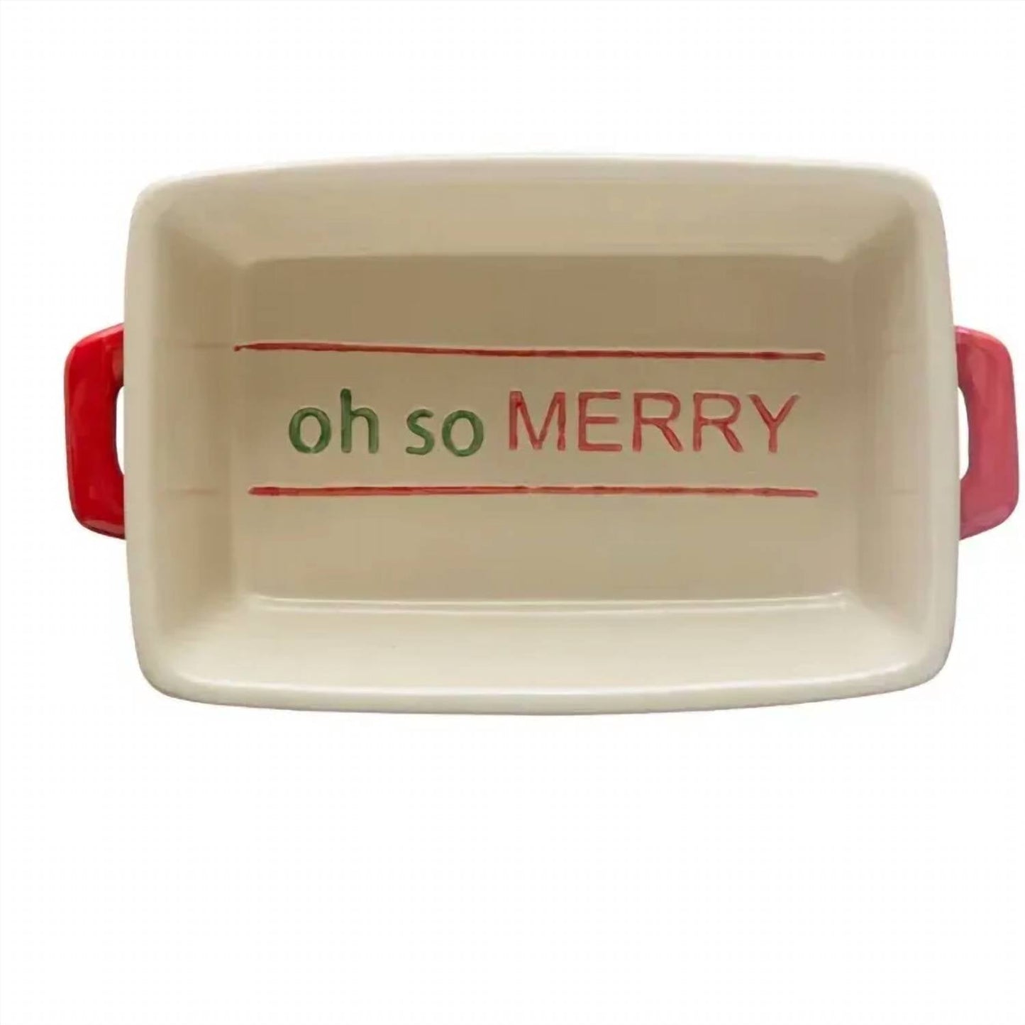 Creative Co-Op - Hand-Painted Baker With Handles Stoneware