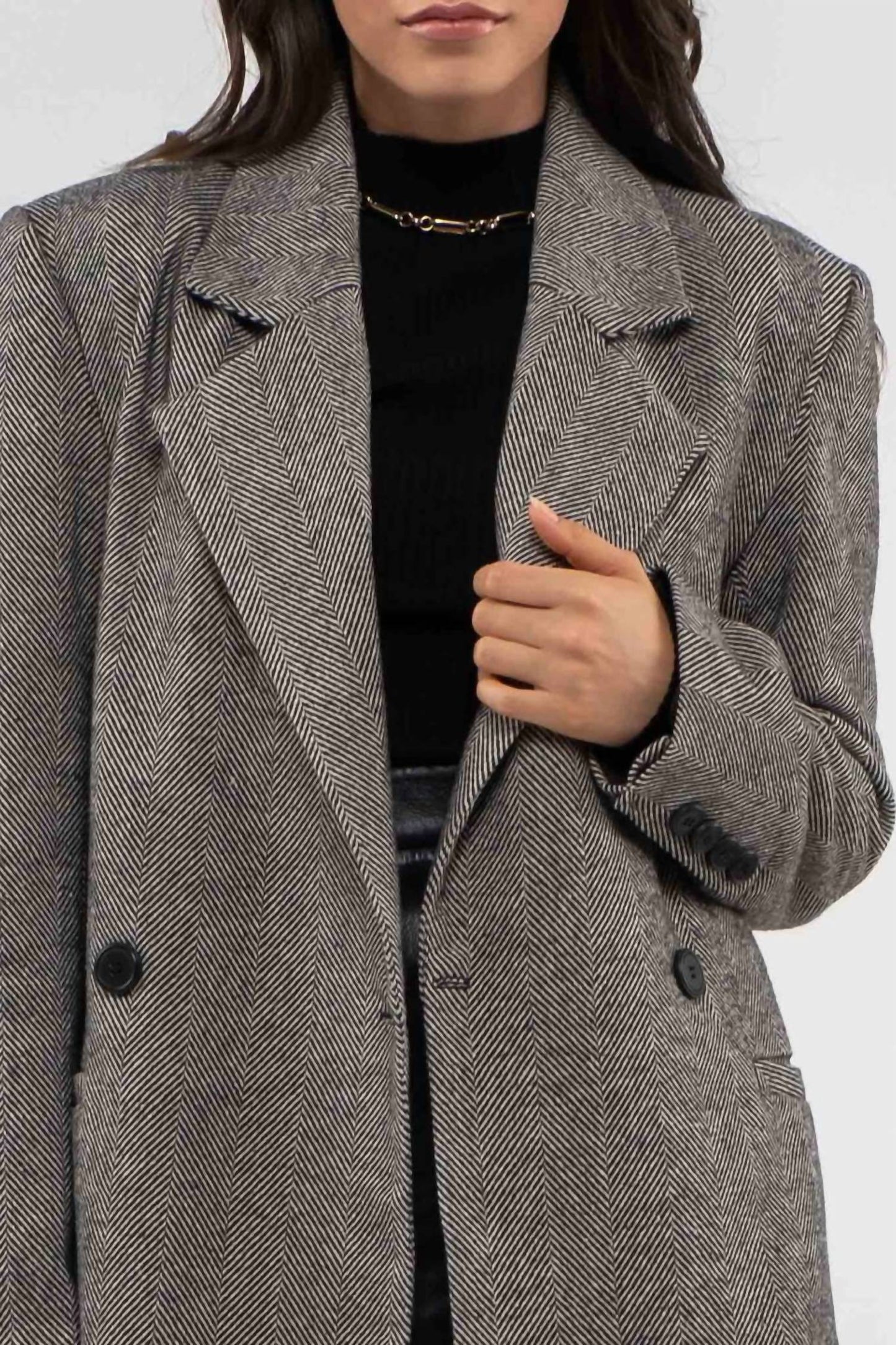 Blu Pepper - Tessa Tweed Style Long Line Blazer