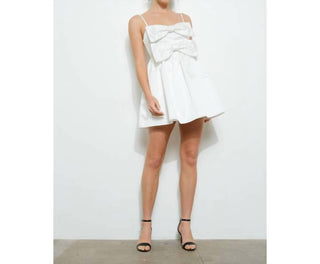 Ina - Pearl-embellished Double Bow Detail Mini Dress