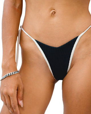 Gigizara - Women's Noir Wave Tie Side Bikini Bottom Textured Curve Flattering