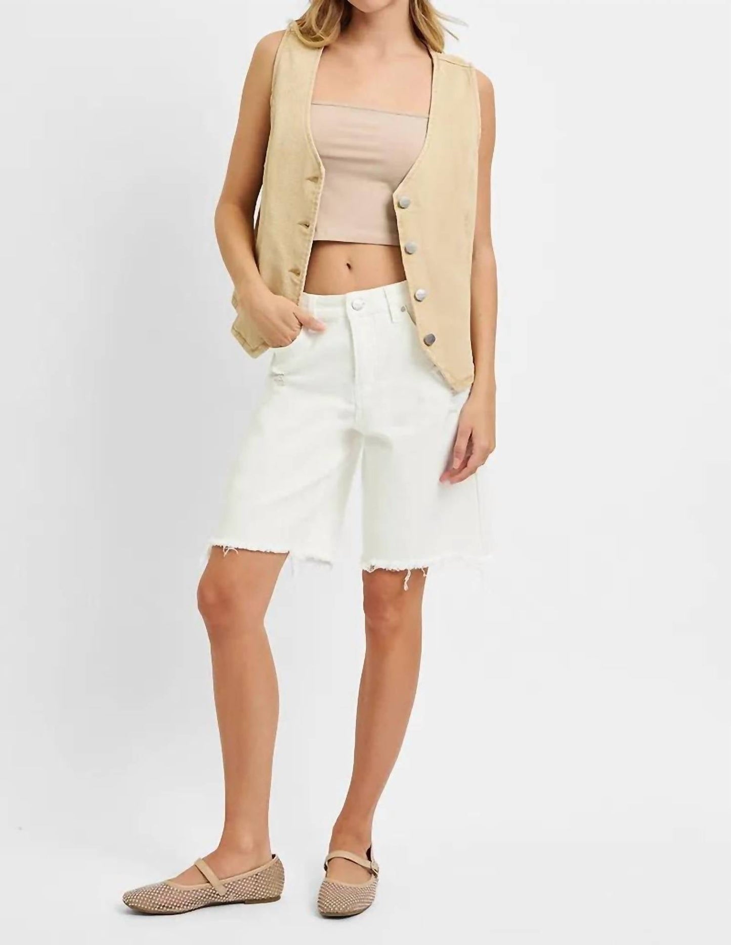 Risen - Full Size V Neck Button Down Vest Plus Size