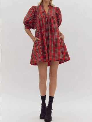 Entro - Christmas Plaid Short Dress