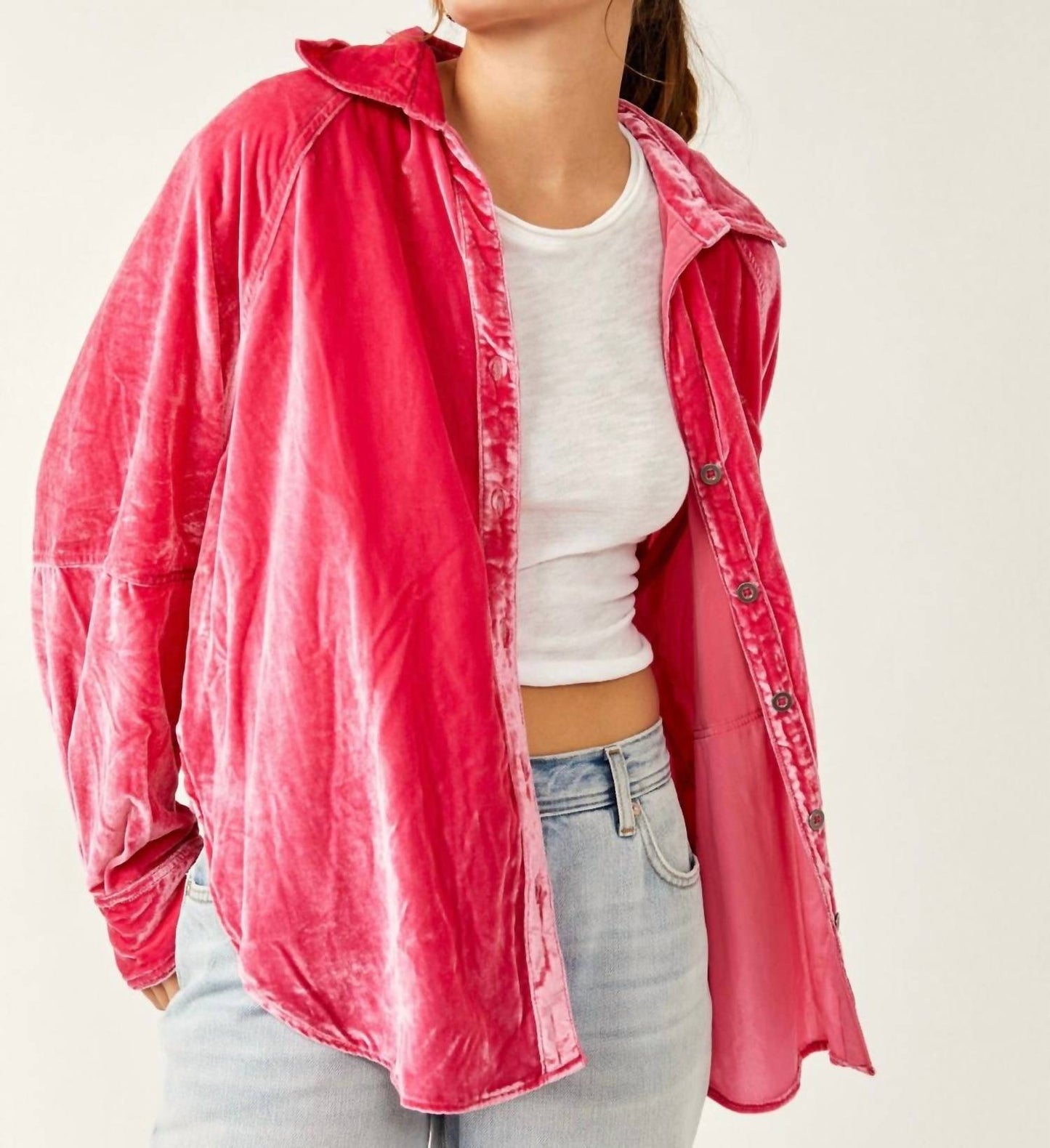 Free People - Women's Night Skies Oversized Velvet Shirt