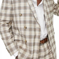 Topman Plaid Double Breasted Jacket In Tan Size 38