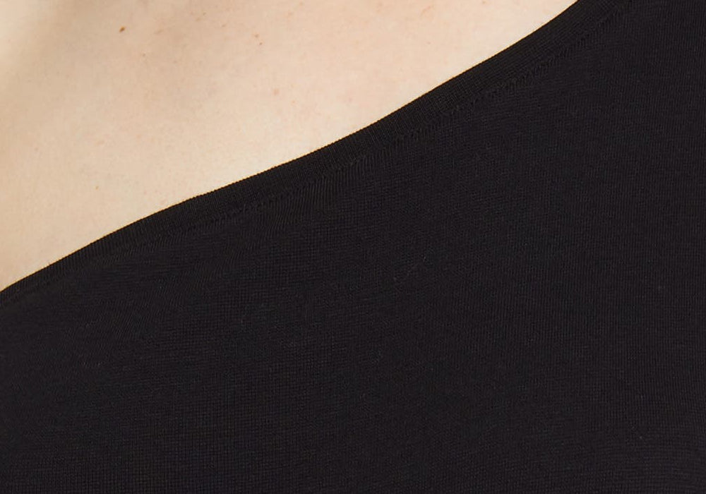 Topshop One-Shoulder Bodysuit In Black Size Large