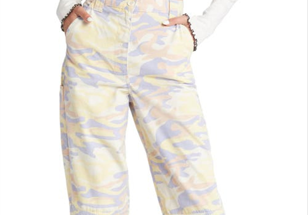 Topshop Blue Camo Print Utility Pants Size 8 US