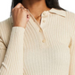 Topshop Women's Stone Rib Long Sleeve Polo Size X-Large