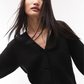 Topshop Waffle Knit Crop Cardigan In Black Size X-Small