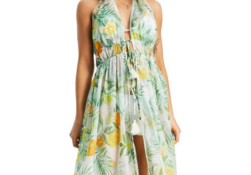 Topshop Sheer Beach Cover-Up In Multi Size Small