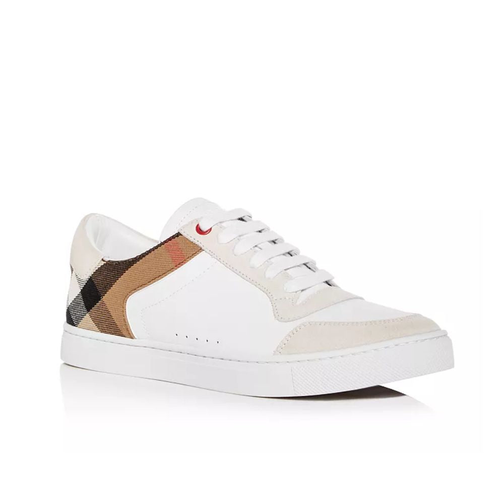 Burberry Men's Reeth Check Trim Low Top Sneaker White Size 42
