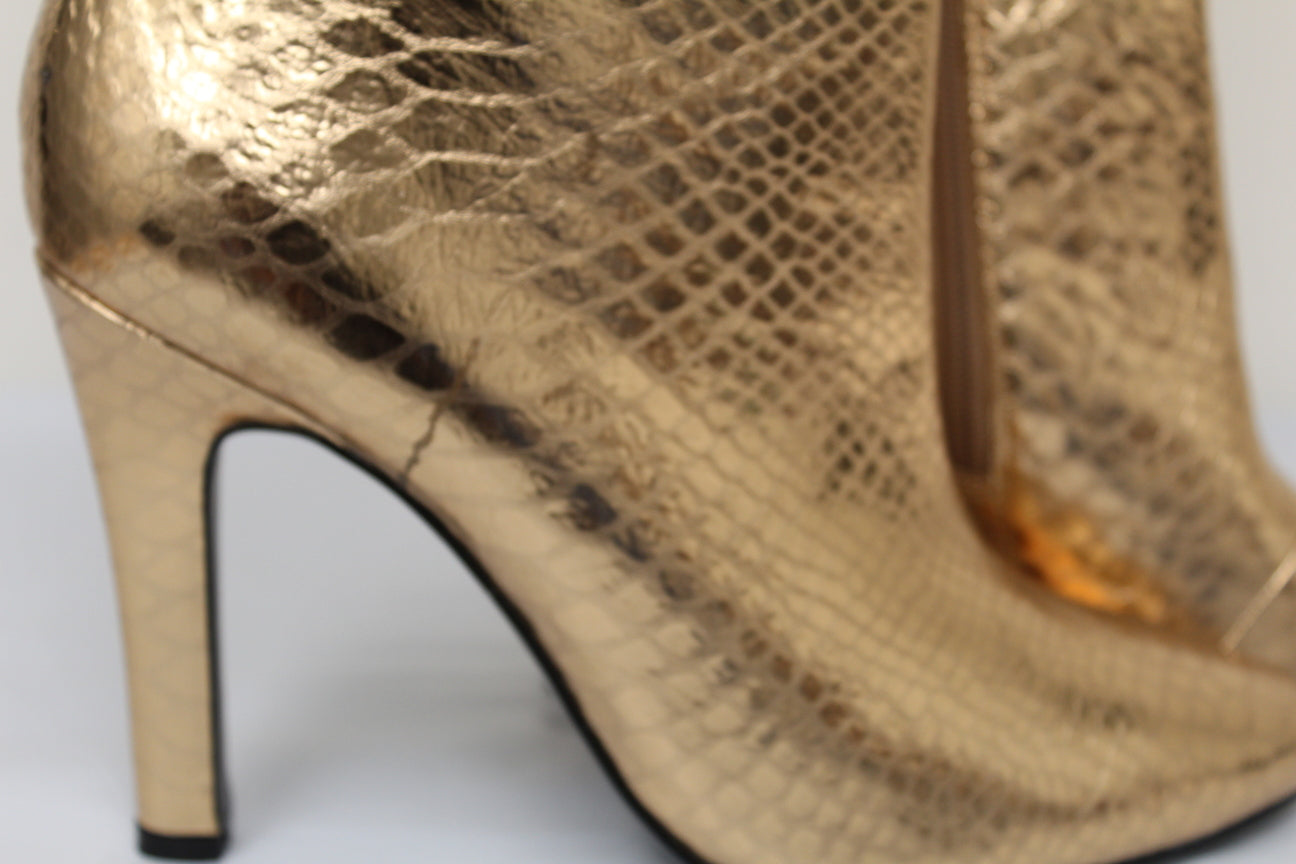 Kurt Geiger London Women's Shoreditch Snake Embossed High Heel Boots Yellow Size 11