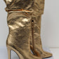 Kurt Geiger London Women's Shoreditch Snake Embossed High Heel Boots Yellow Size 11