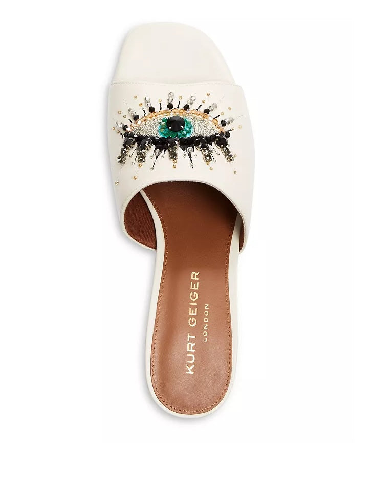 Kurt Geiger London Women's Olive Eye Slide Sandal White Size 7