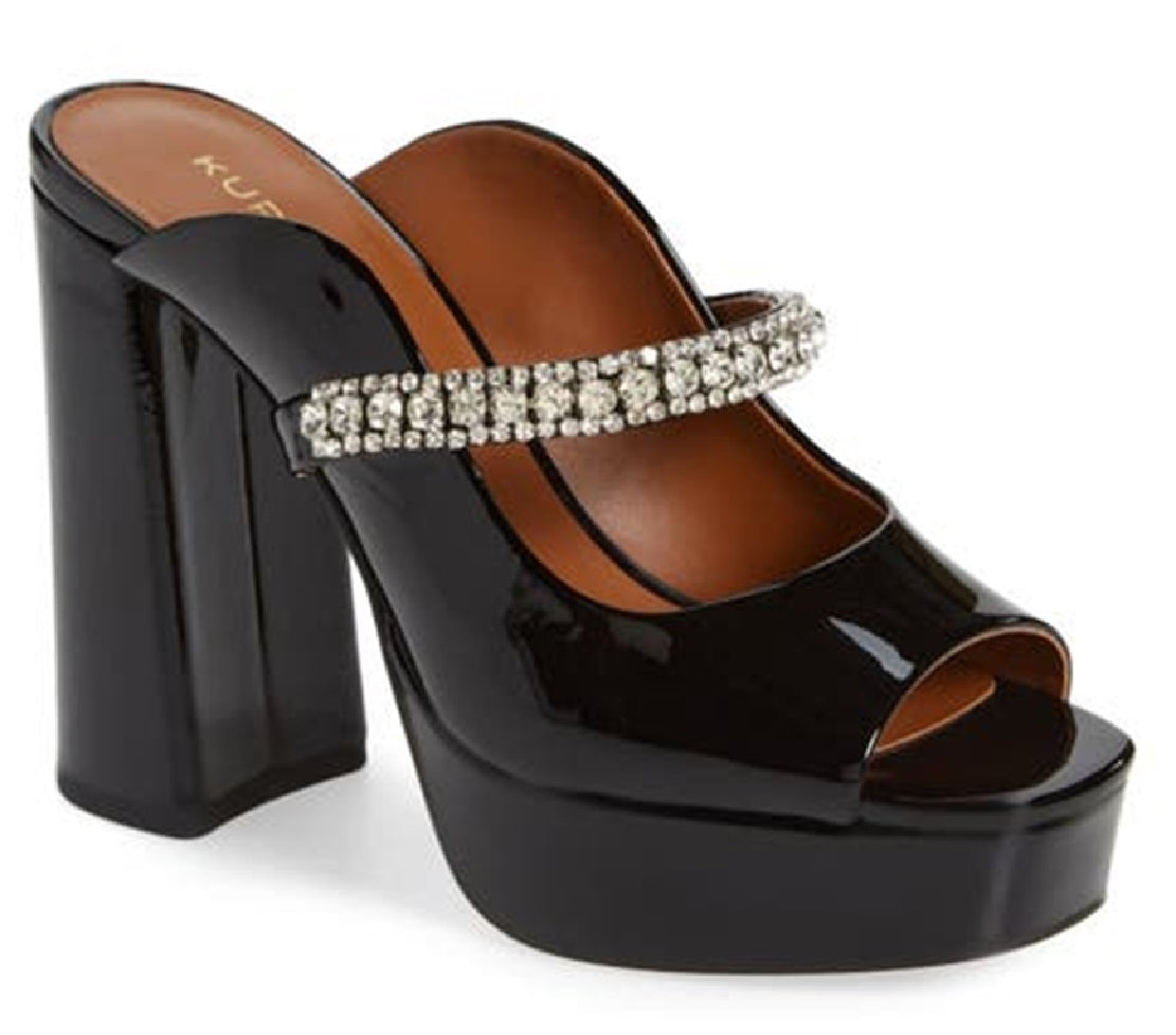 Kurt Geiger London Women's Duke Platform Peep Toe Sandal Black Size 9.5