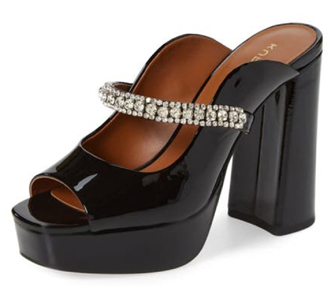 Kurt Geiger London Women's Duke Platform Peep Toe Sandal Black Size 9.5