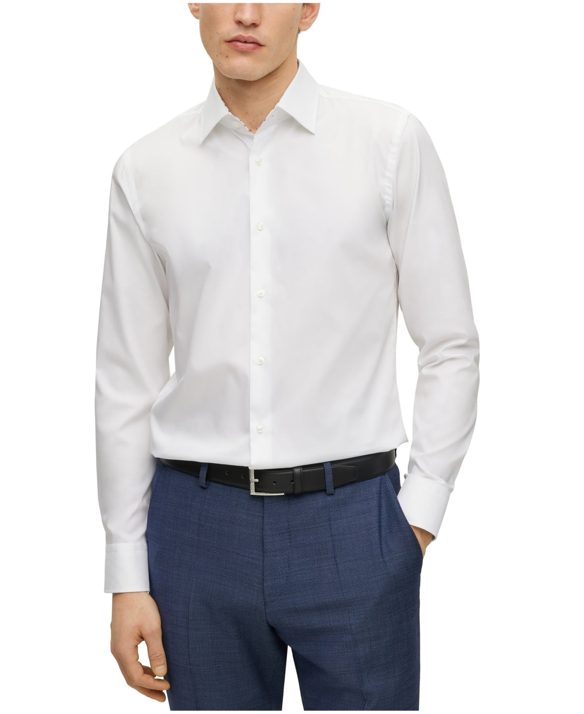 Boss Men's Slim-Fit Easy-Iron Cotton Poplin Shirt White Size 14.5X32-33