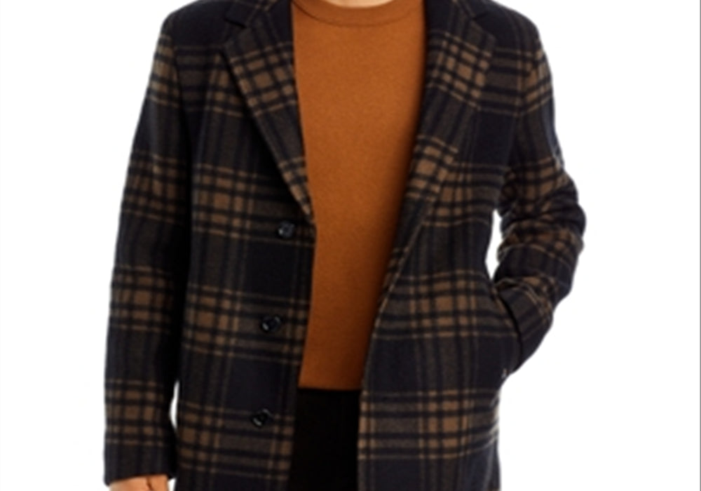 Boss Cam Check Relaxed Fit Wool Coat