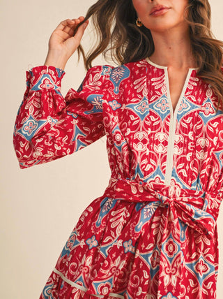 &Merci - Women's Contrast Binding Midi Dress