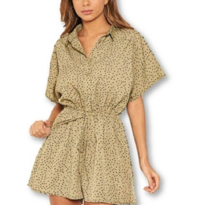 AX Paris Women's Style Love Heart Spotty Romper Shirt Green Size 13